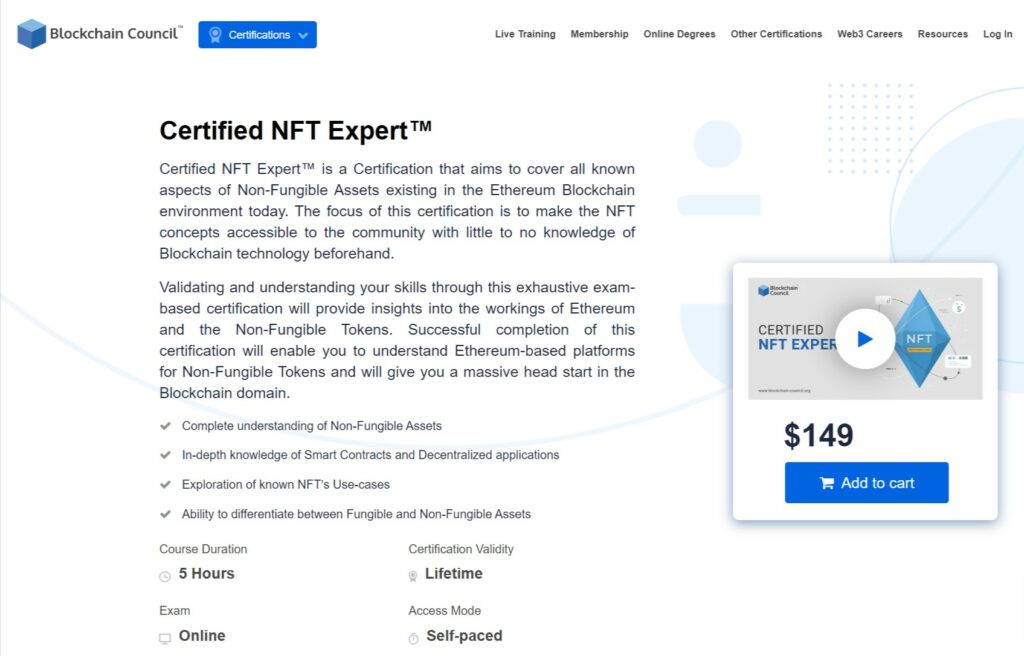 NFT Certification Courses On Blockchain Council - Optymize
